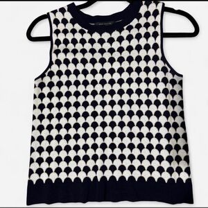 Ann Taylor Navy and Cream Patterned Sweater vest